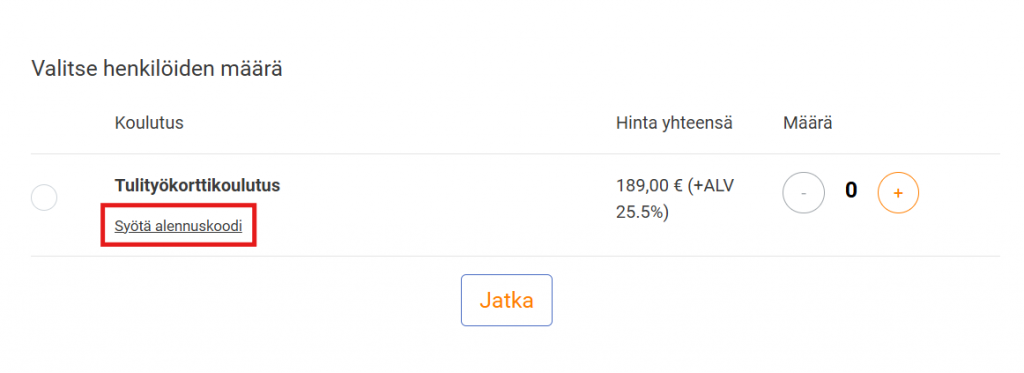 Kuva näyttää missä kohtaa laitat alennuskoodin